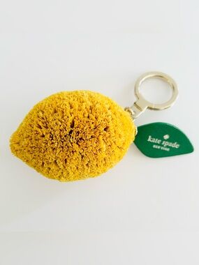KATE SPADE RAFFIA LEMON KEY FOB/BAG CHARM